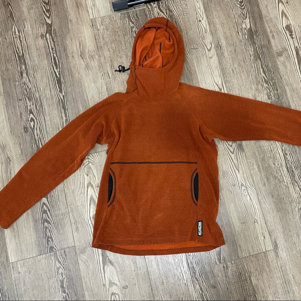 Orange women's Melanzana grid fleece hoodie Medium - like new